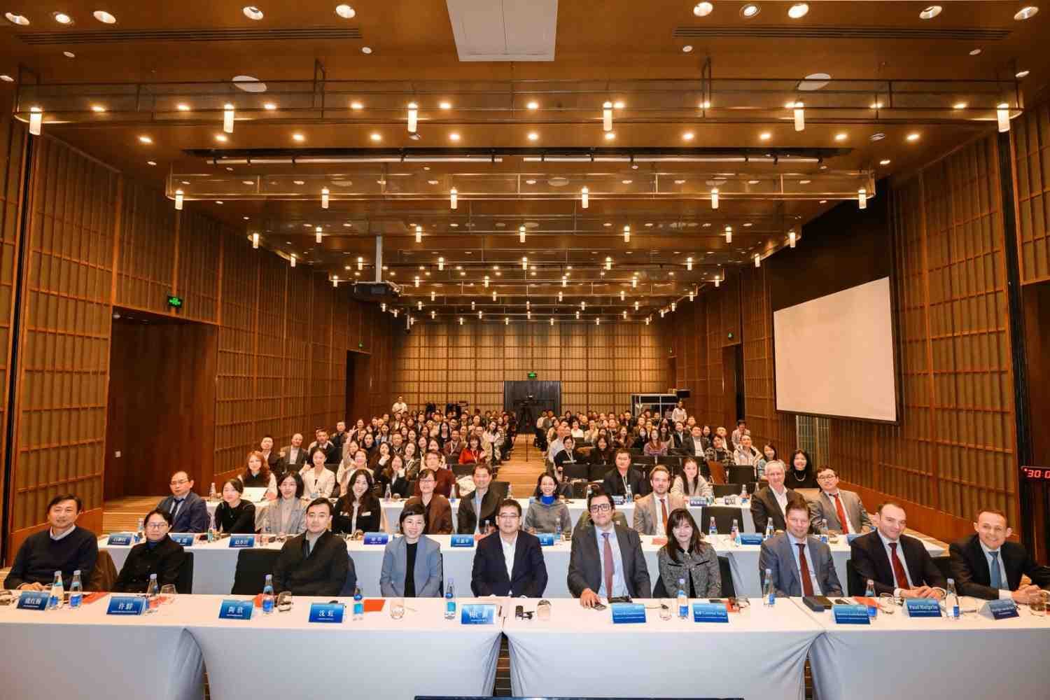 Attendees at the photo wall
